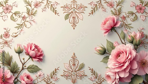 Elegant floral damask design, subtle color palette for sophisticated interior d?cor , interior, stylish
