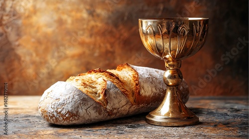 Holy communion bread and chalice