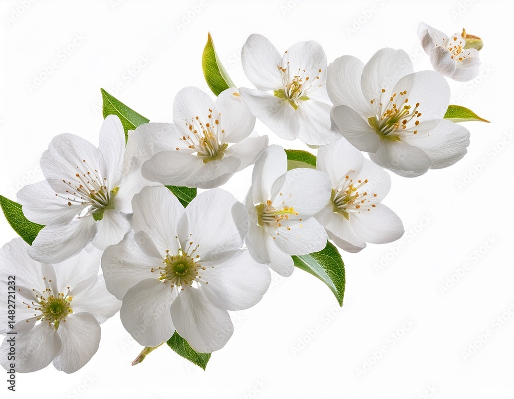 Obraz premium flying white flowers isolated on white background cutout