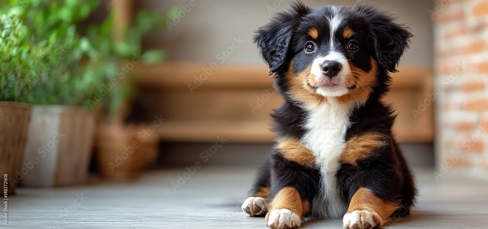Adorable Bernese Mountain Dog Puppy Indoors Adorable Bernese Mountain Dog Puppy Indoors