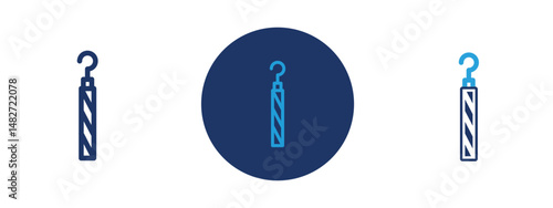 Set of 5 pixel perfect colored Dental pick icon with 1 unexpanded, 1 silhouette,  Vector icon of a sharp dental pick tool used for oral hygiene and dental check-ups.