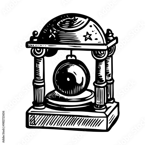 A glyph style illustration of a vintage bell