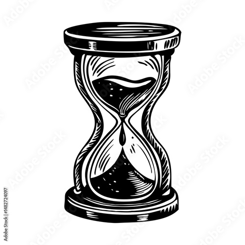 A vintage style illustration of an hourglass