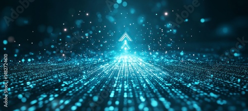 Arrows & Lights Teal light streaks converge upwards