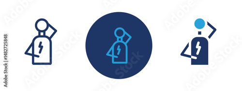 Set of 5 pixel perfect colored Indigestion icon with 1 unexpanded, 1 silhouette,  Torso graphic with stomach and wavy lines showing discomfort or digestive issues.