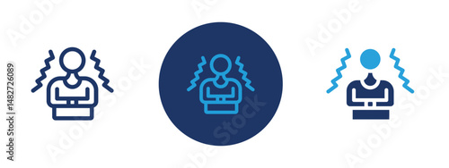 Set of 5 pixel perfect colored Trembling icon with 1 unexpanded, 1 silhouette,  Human silhouette or hand with motion lines indicating shaking or tremor.