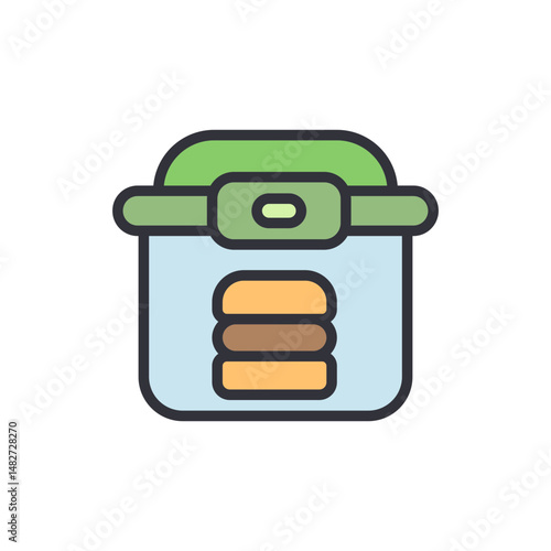 Iconic Illustration Of A Food Storage Container With Burger Inside