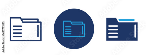 Set of 5 pixel perfect colored Folder icon with 1 unexpanded, 1 silhouette,  Document folder representing file storage or organization.