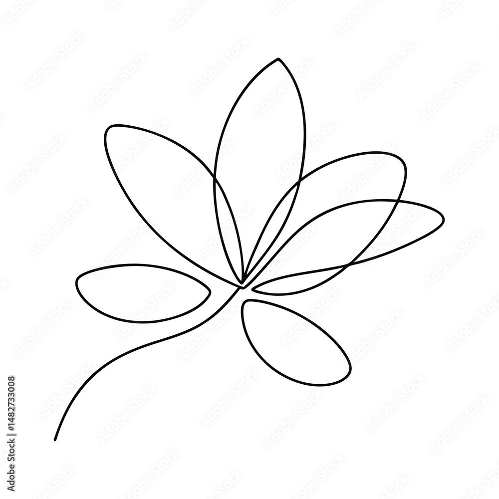 Minimalist botanical illustration of a blooming flower using a single line Minimalist botanical illustration of a blooming flower using a single line