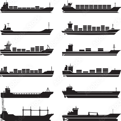 Classic Sailing Ship Silhouette

Modern Cruise Liner Vector Design

Cargo Ship at Sea Silhouette

Pirate Ship with Sails Silhouette Art

Ship on Ocean Waves Vector Scene