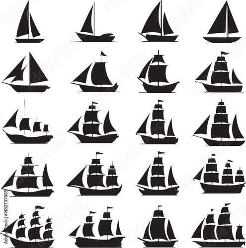 Classic Sailing Ship Silhouette

Modern Cruise Liner Vector Design

Cargo Ship at Sea Silhouette

Pirate Ship with Sails Silhouette Art

Ship on Ocean Waves Vector Scene