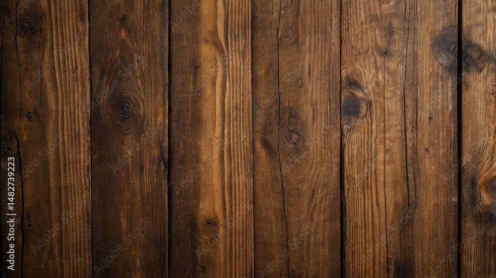 Naklejka premium Close up of a rustic wooden wall with a rich brown color and natural grain pattern