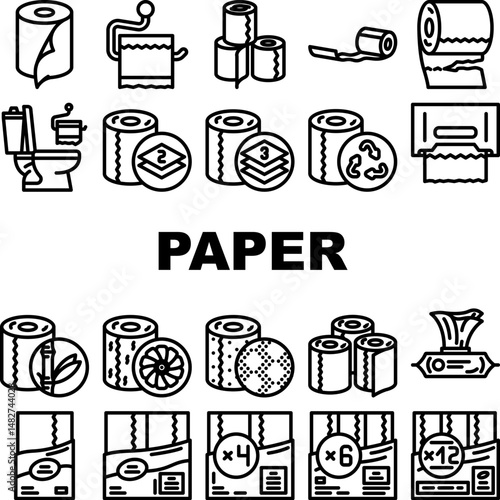 toilet paper tissue roll icons set vector