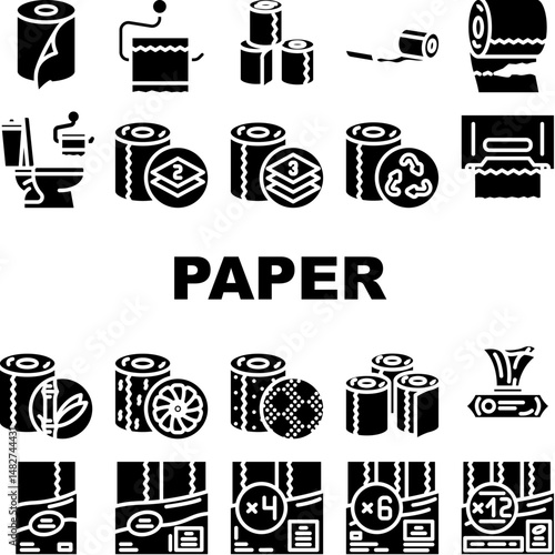 toilet paper tissue roll icons set vector