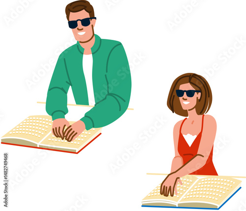 tactile blind reading book braile vector