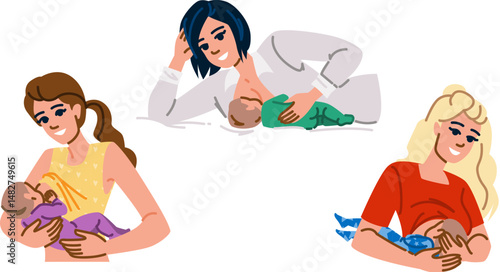 nursing breastfeeding woman vector