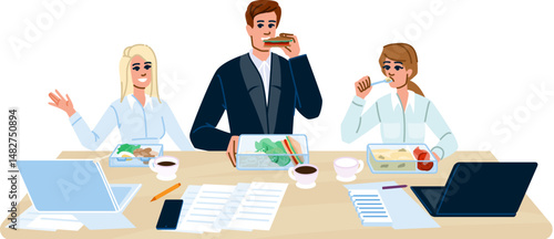 food office lunch colleagues vector