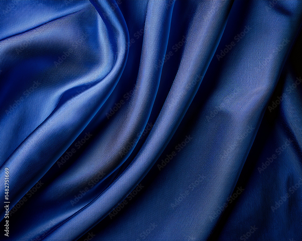 Fototapeta premium Texture of Dark Blue Draped Fabric