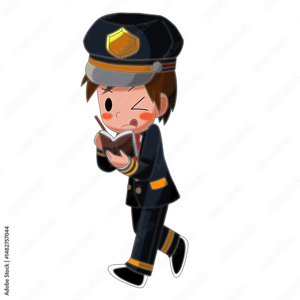 Cute Little Bus Driver Reviewing Timetable Cute Little Bus Driver Reviewing Timetable