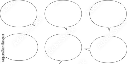ふきだし　セット　シンプル　右　左　Simple speech bubble.