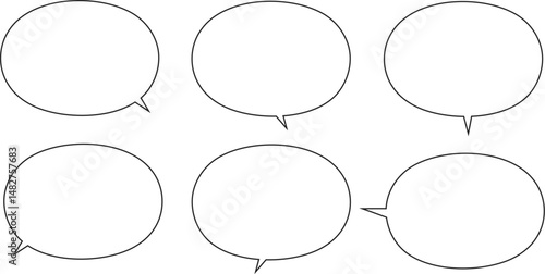 ふきだし　セット　シンプル　右　左　Simple speech bubble.