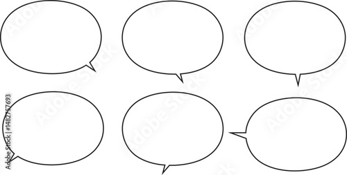 ふきだし　セット　シンプル　右　左　Simple speech bubble.