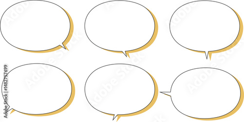 ふきだし　セット　シンプル　右　左　黄色　Simple speech bubble.
