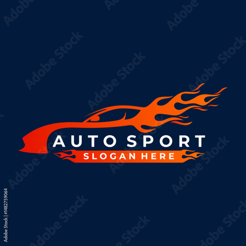 Car with flame logo design vector template. car speed logo design icon