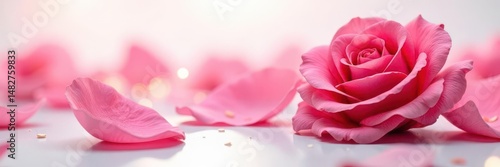 Wallpaper Mural Delicate, velvety rose petals, vibrant hues, pristine white backdrop, vibrant, beauty Torontodigital.ca