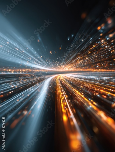 Abstract data stream flowing with speed of light concept futuristic technology background digital transformation