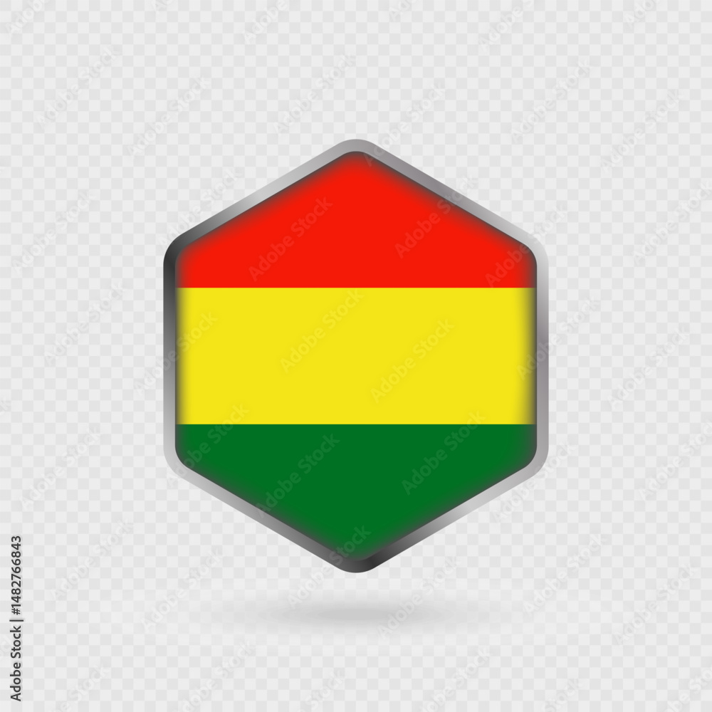Obraz premium Bolivia flag icon in hexagon shape.