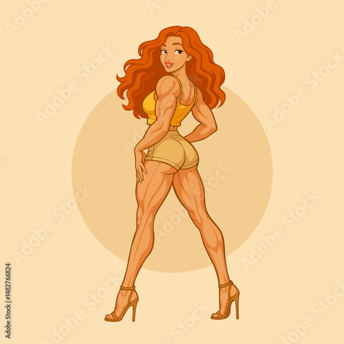 Muscular Woman Posing in High Heels