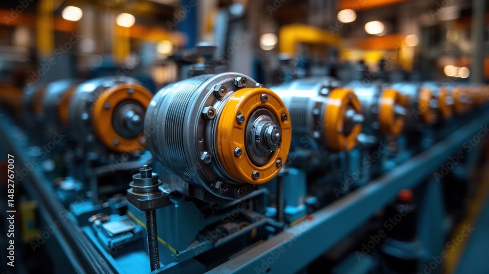 Industrial Machinery: Close-up of High-Tech Manufacturing Equipment in a Modern Factory Setting Industrial Machinery: Close-up of High-Tech Manufacturing Equipment in a Modern Factory Setting