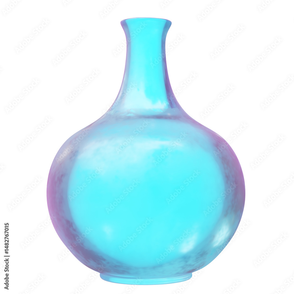 Glass vase isolated on white, transparent. Decoration pot for interior design