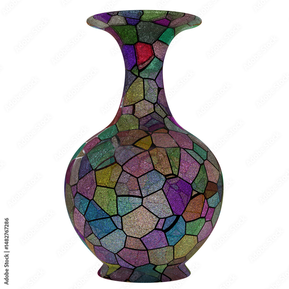 Glass vase isolated on white, transparent. Decoration pot for interior design