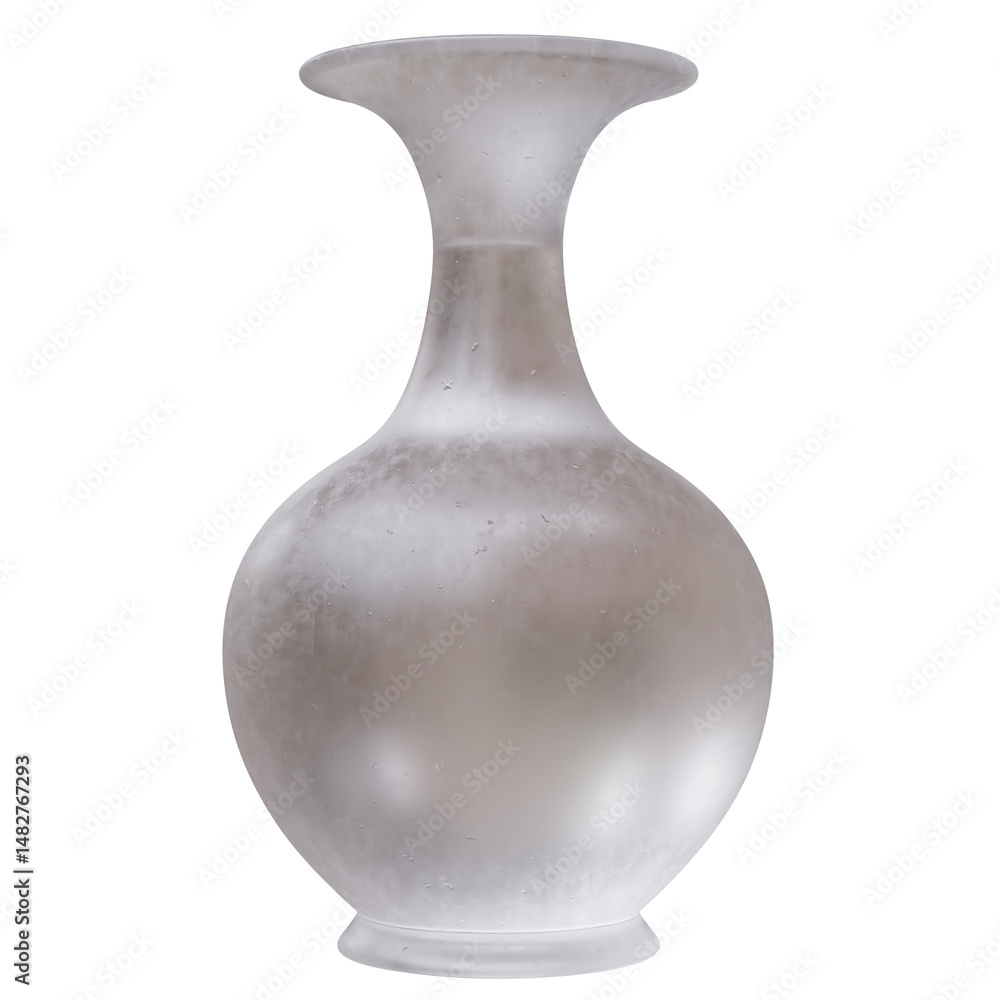 Glass vase isolated on white, transparent. Decoration pot for interior design