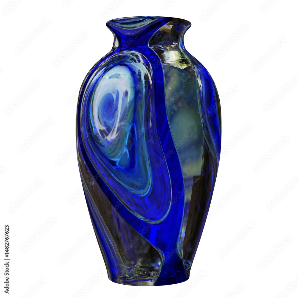 Glass vase isolated on white, transparent. Decoration pot for interior design
