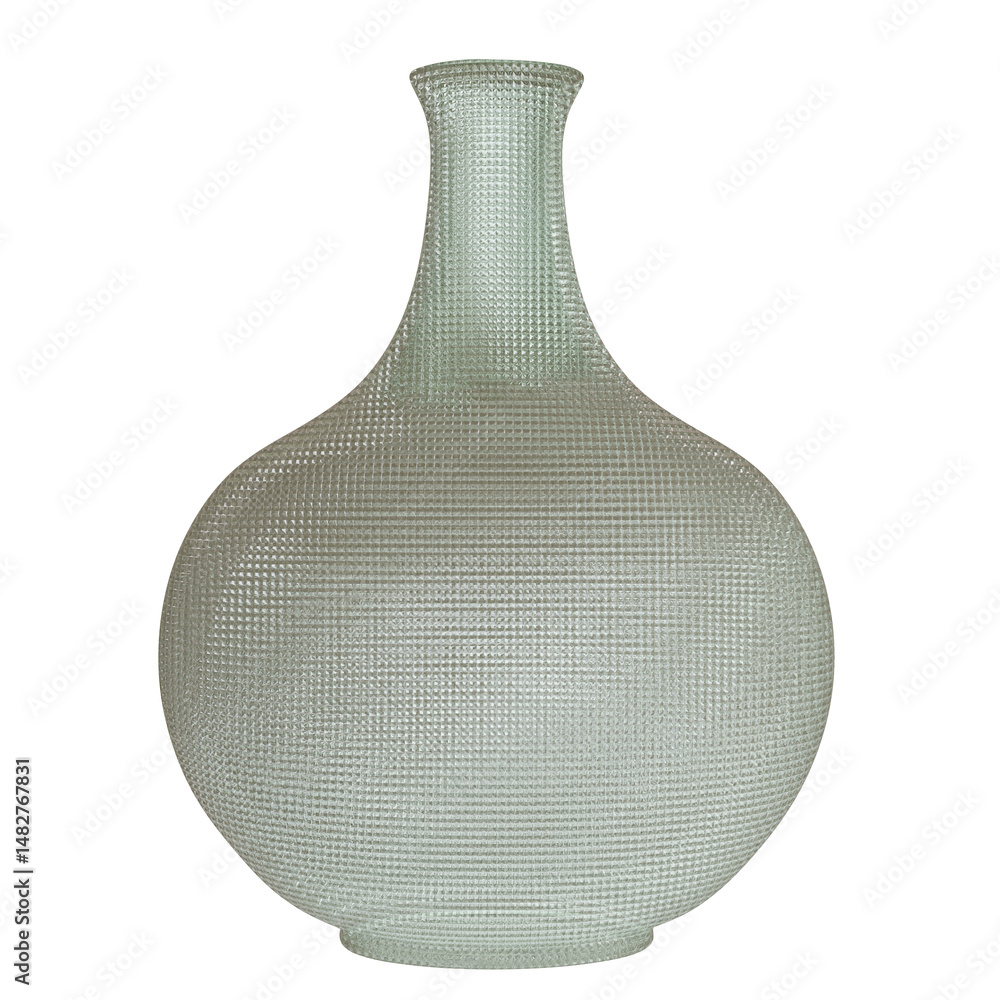 Glass vase isolated on white, transparent. Decoration pot for interior design