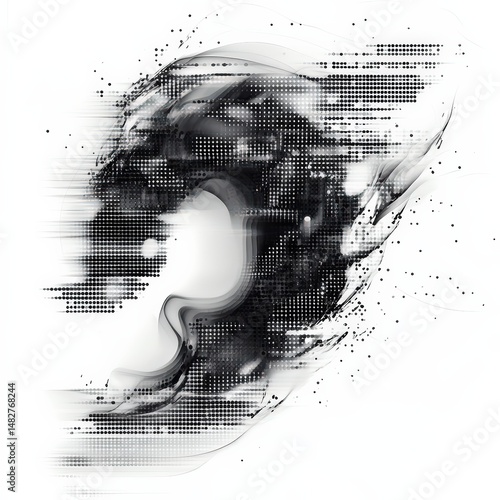 Abstract Digital Composition with Fluid Shapes and Textured Patterns