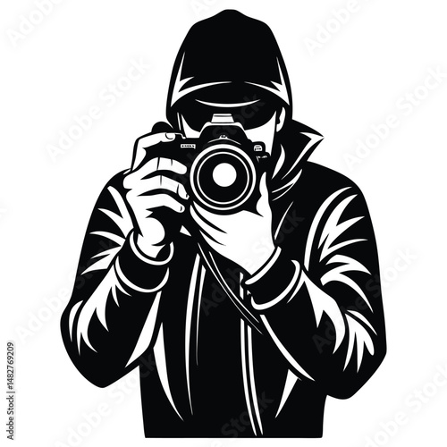 man clicking photo vector