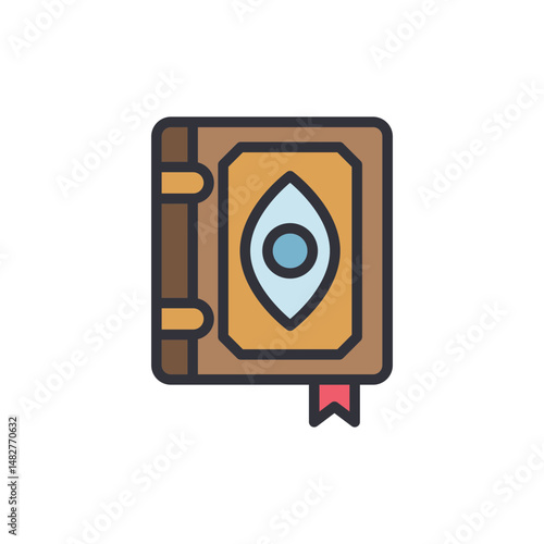 Ancient Grimoire With Symbolic Eye Graphic Illustration Concept