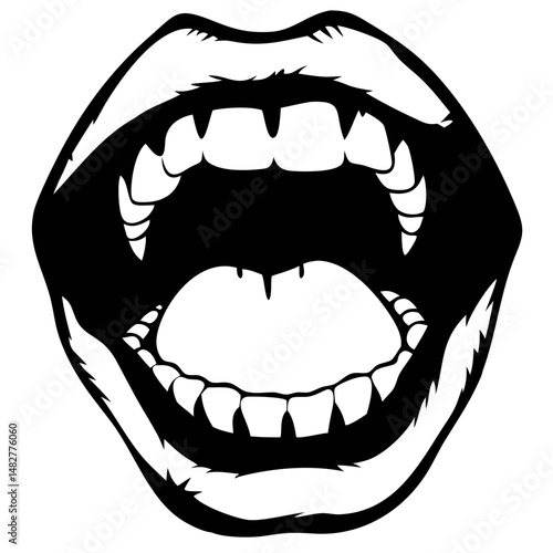 Open Red Mouth Displaying Teeth and Gums in a Striking Visual Representation