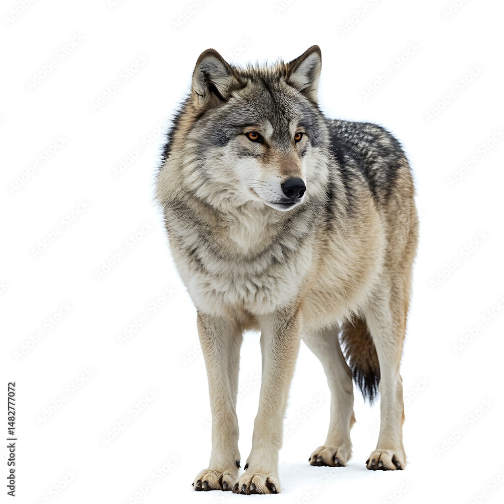 Fototapeta premium Majestic Gray Wolf: Winter's Silent Hunter