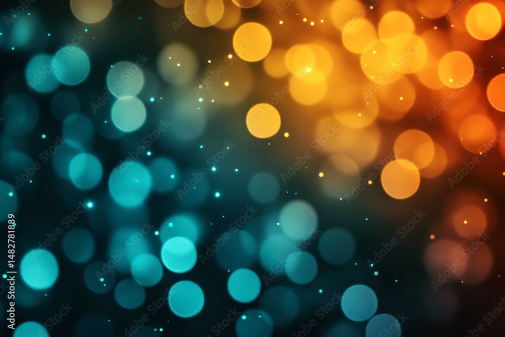 Naklejka premium Vibrant bokeh lights in orange and teal hues.