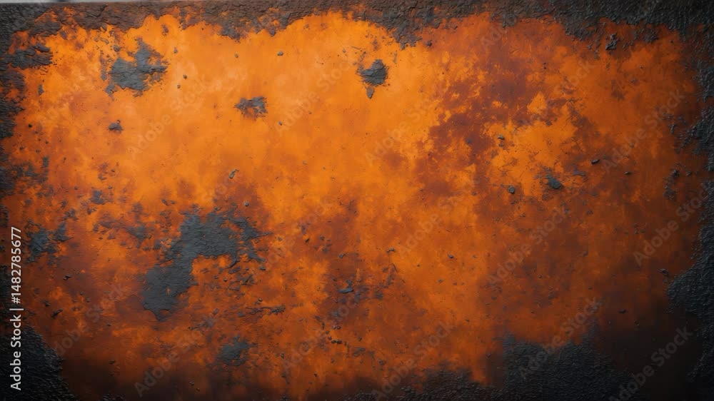Panoramic rusted metal surface with grunge texture, oxidized and weathered background.
