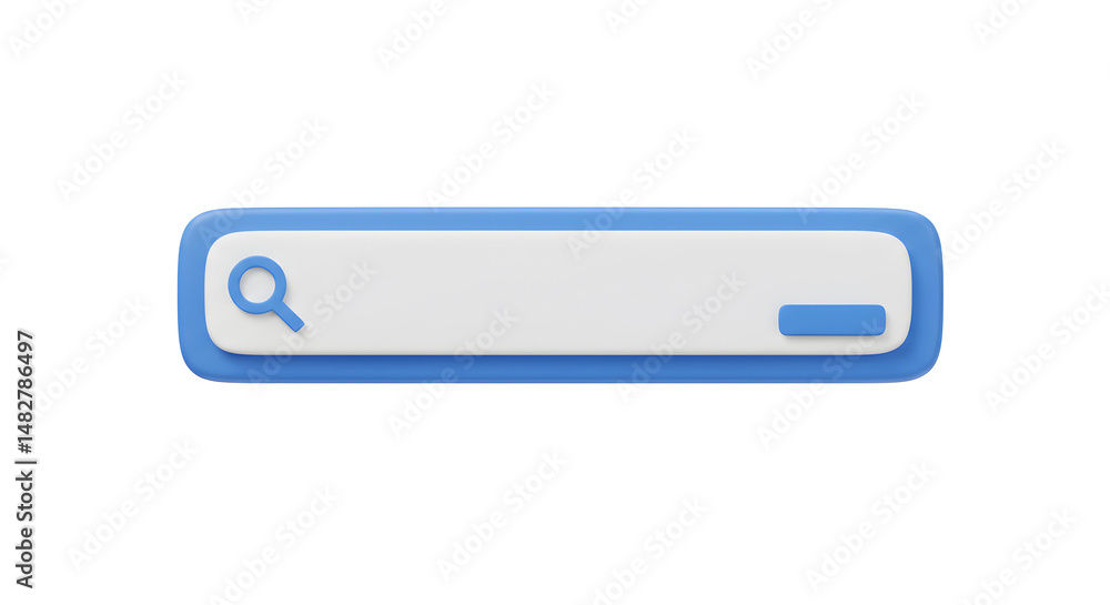 3D Render Of Blue And White Search Bar Minimalist User Interface Element Isolated On White Background 3D Render Of Blue And White Search Bar Minimalist User Interface Element Isolated On White Background