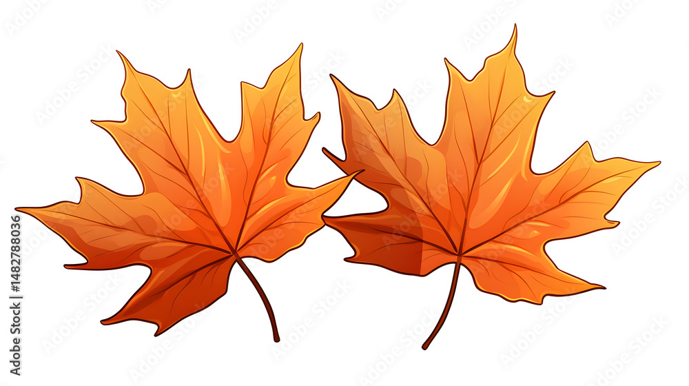 Detailed cartoon vector illustration of a pair of maple leaves for design projects