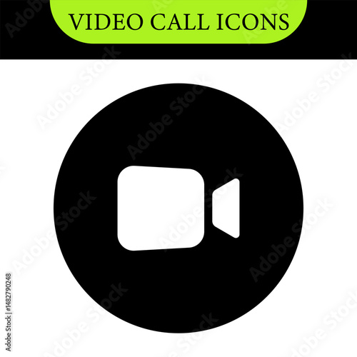Set of Video call icon. Video conference. Video call chat screen vector buttons template for on-line video chat app, internet talk. User interface symbols for web conference or business webinar