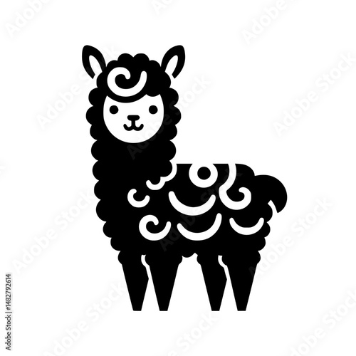 Adorable Black & White Llama Illustration: Minimalist Design