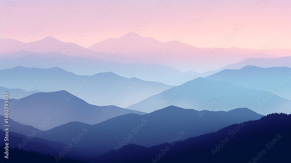 Obraz premium Mountain Range at Sunset.